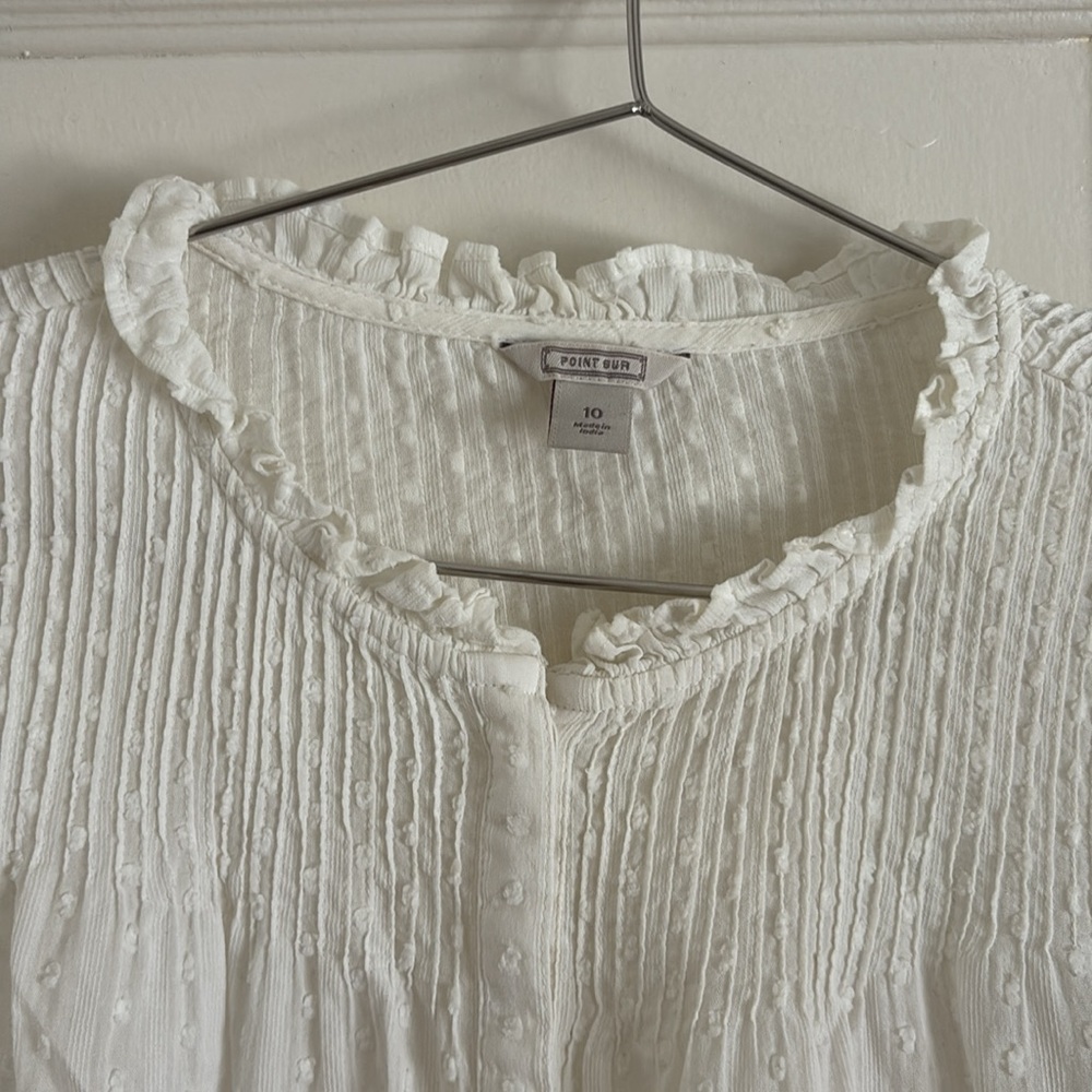 Jcrew Point Sur Wms Popover Blouse Wms 10 - image 2